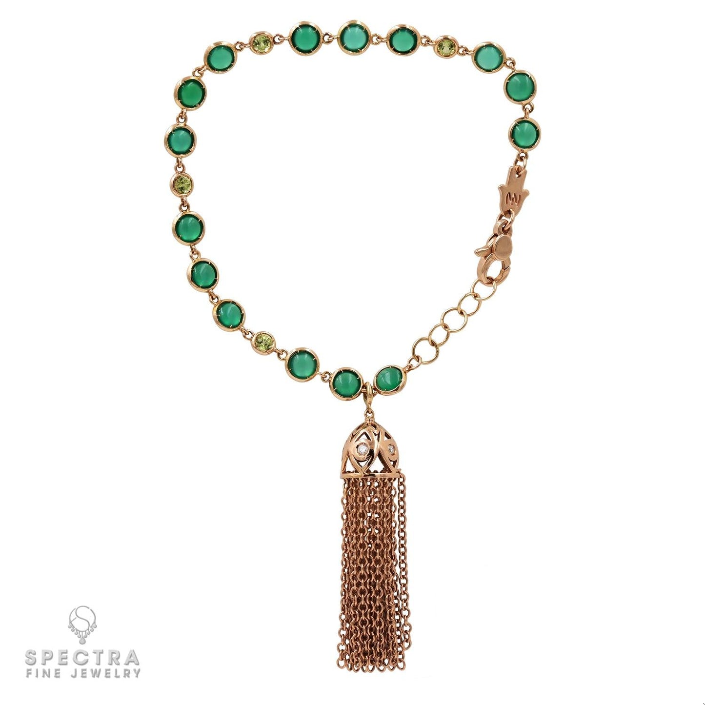 Chrysoprase Diamond Tassel Bracelet