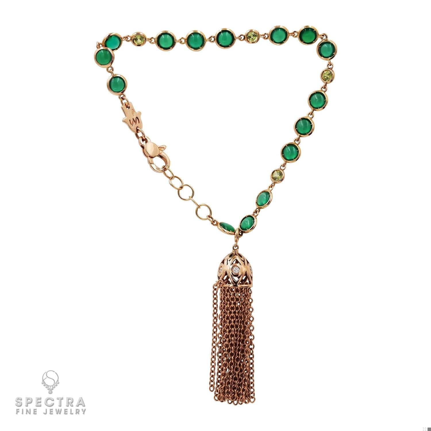 Chrysoprase Diamond Tassel Bracelet