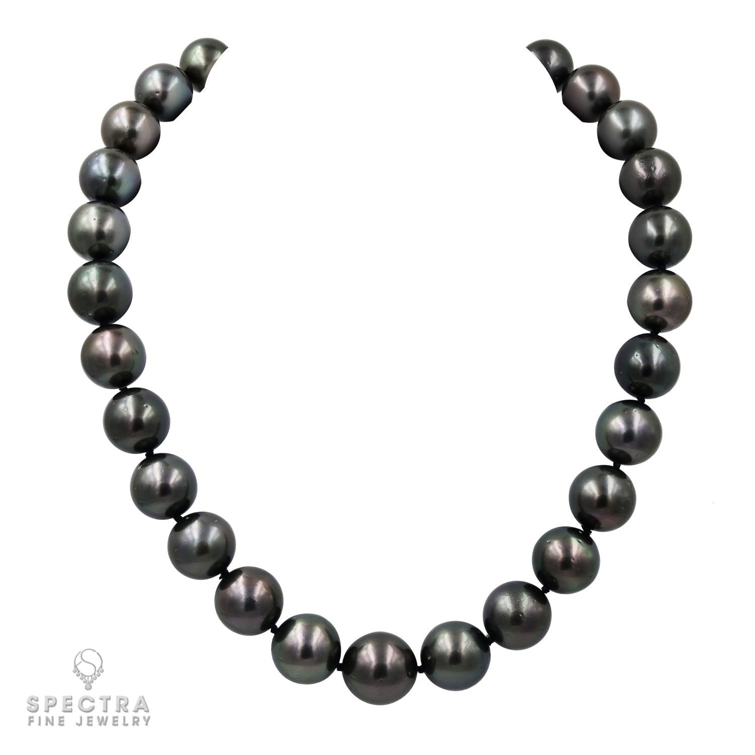 Contemporary AAA South Sea Cultured Black Pearl Diamond Pave Collar Necklace