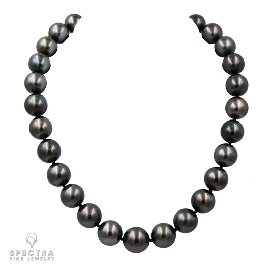 Contemporary AAA South Sea Cultured Black Pearl Diamond Pave Collar Necklace