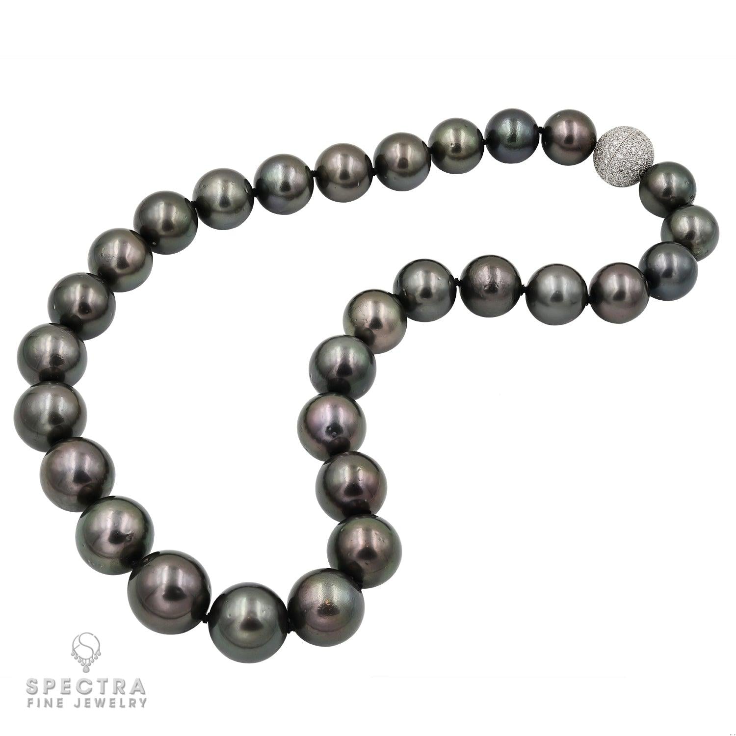 Contemporary AAA South Sea Cultured Black Pearl Diamond Pave Collar Necklace