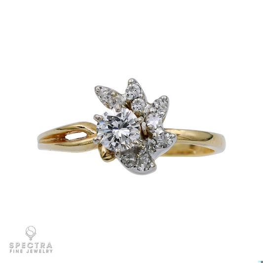 Contemporary Asymmetrical Diamond Cluster Flower Ring