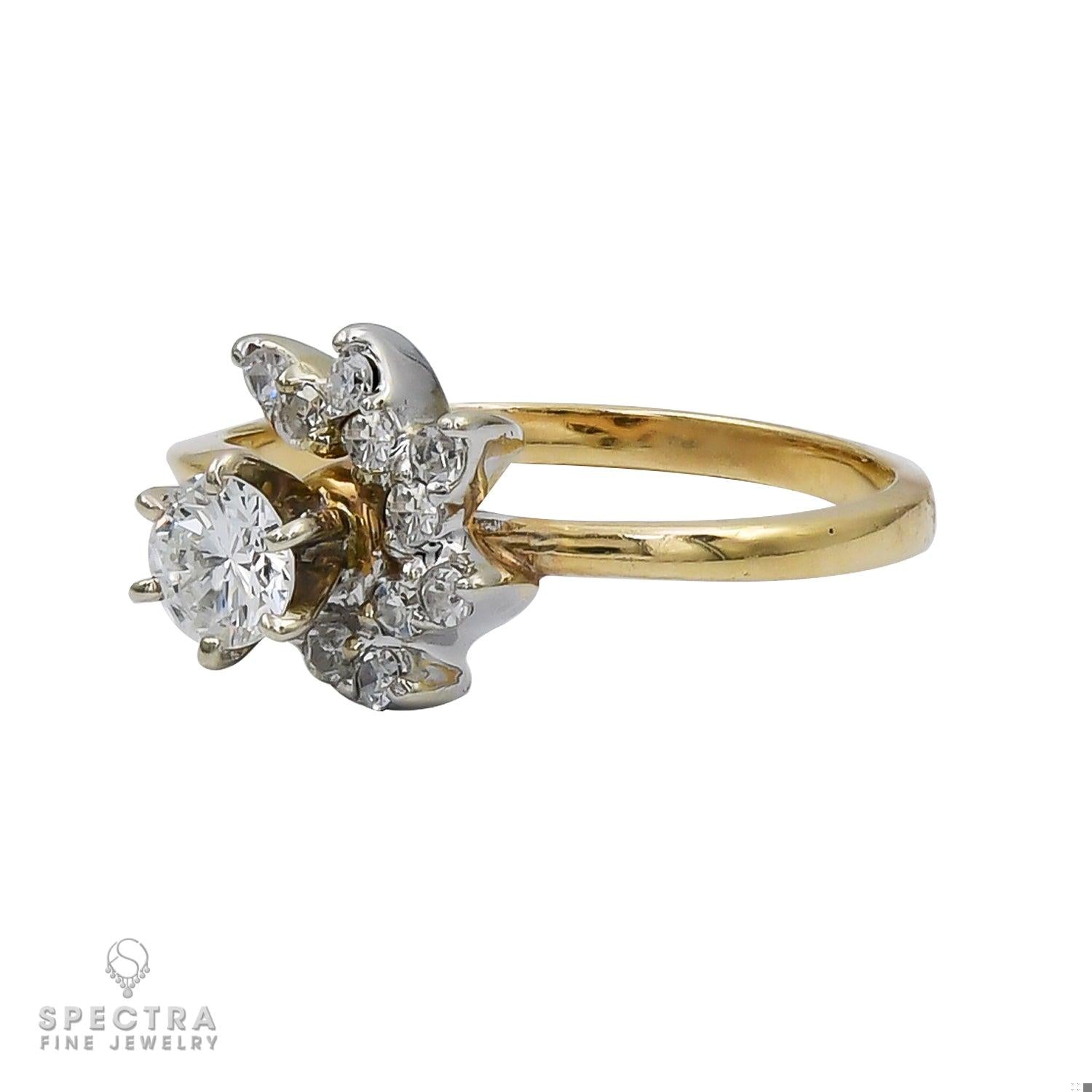 Contemporary Asymmetrical Diamond Cluster Flower Ring