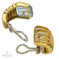Contemporary Blue Topaz Citrine Fluted Button Earrings
