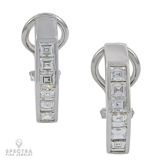 Contemporary Carat Diamond Huggie Half Hoop Earrings