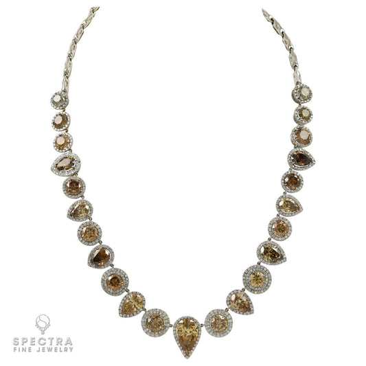 Contemporary Champagne Gradient Diamond Matinee Necklace