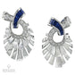 Contemporary Deco Revival Diamond Sapphire Fan Earrings
