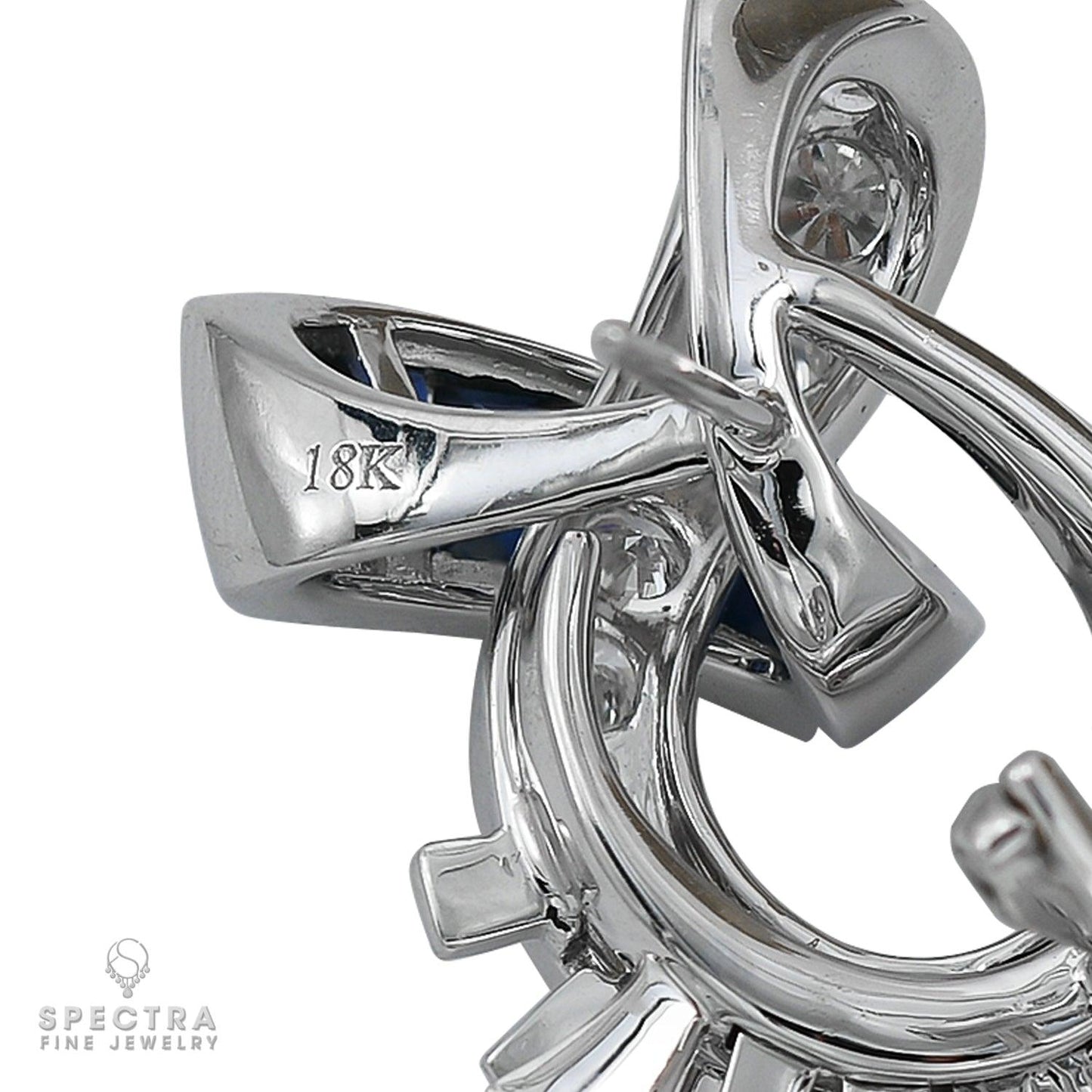 Contemporary Deco Revival Diamond Sapphire Fan Earrings
