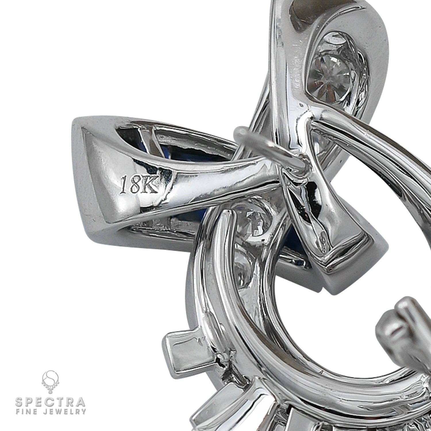 Contemporary Deco Revival Diamond Sapphire Fan Earrings