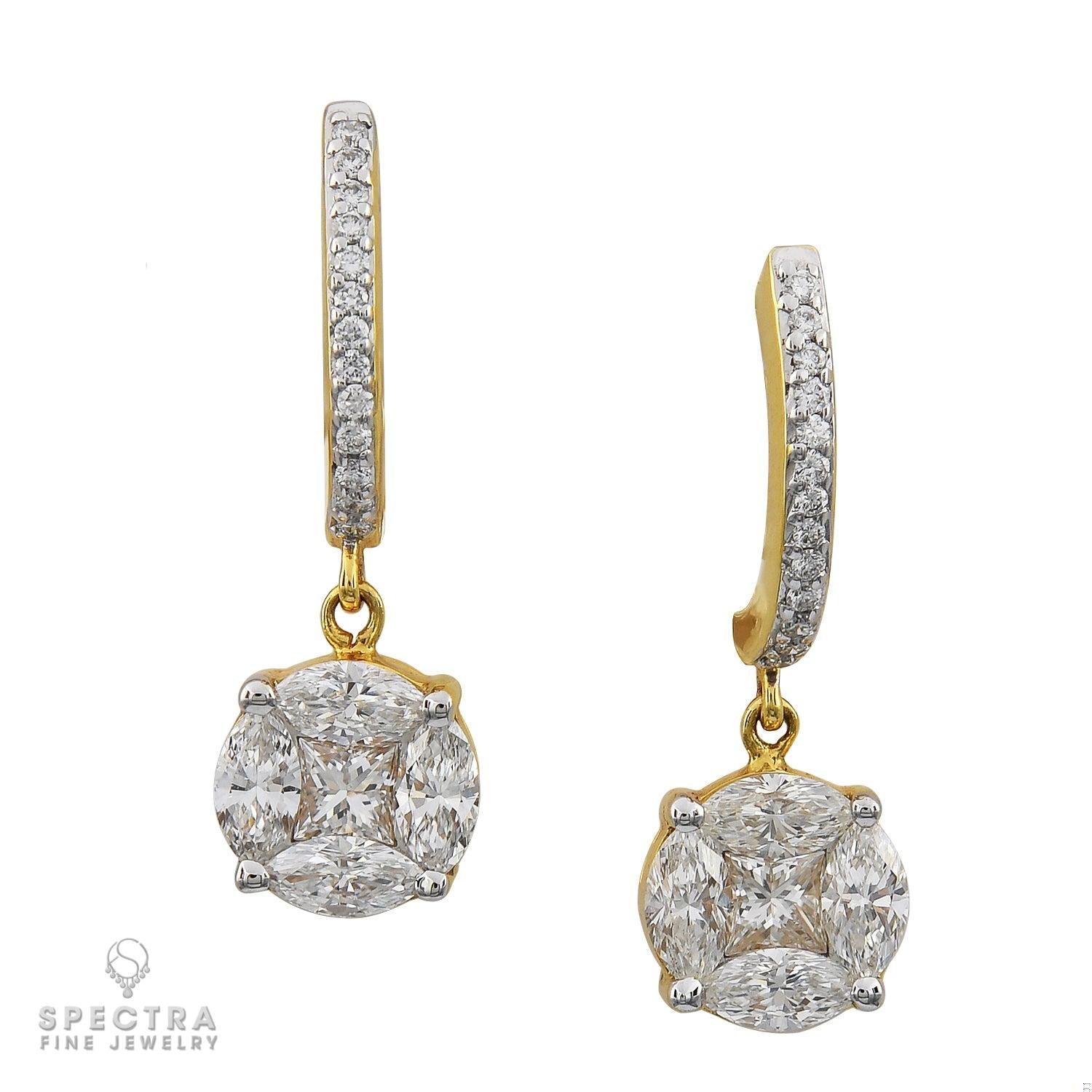 Spectra Fine Jewelry Pave Diamond Cluster Illusion Drop Earrings