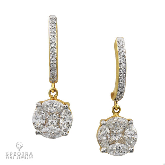 Spectra Fine Jewelry Pave Diamond Cluster Illusion Drop Earrings