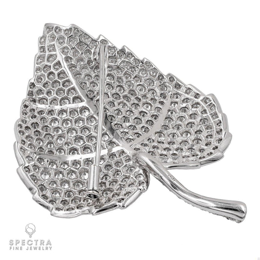 Contemporary Diamond Pave 'Leaf' Brooch