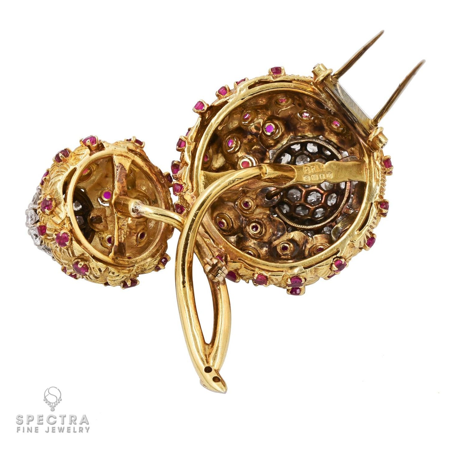 Contemporary Diamond Ruby Earrings Ring Brooch Demi Parure Suite