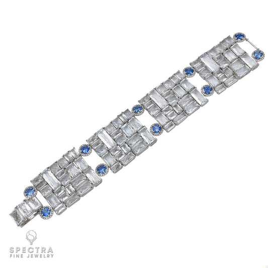 Contemporary Diamond Sapphire Topaz Articulated Bracelet