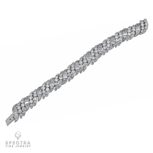 Contemporary Diamond Scroll Bombé Bracelet