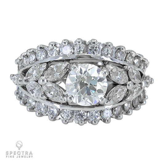 Contemporary Edwardian Revival Diamond Engagement Cocktail Ring