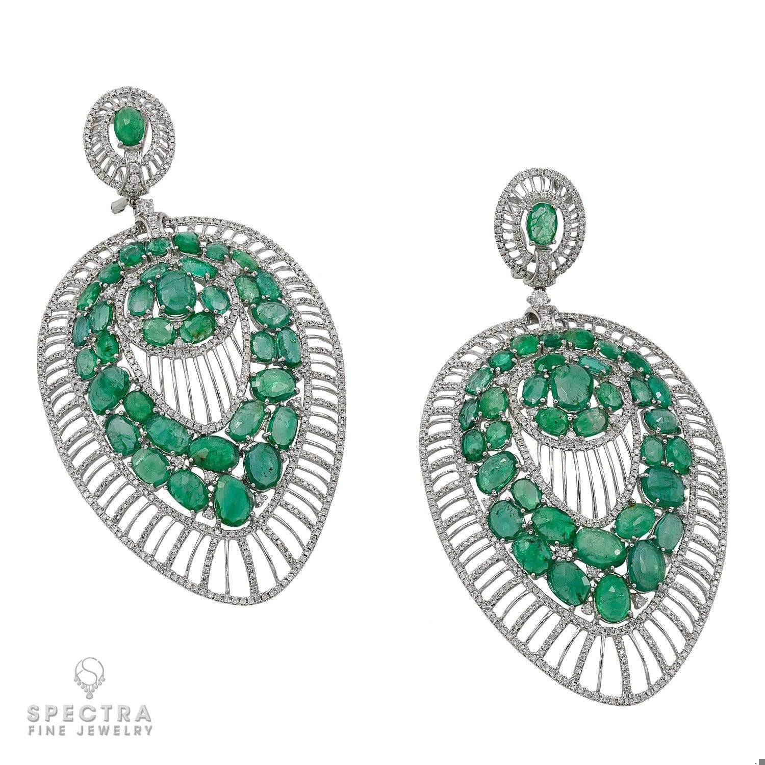 Contemporary Emerald Diamond Chandelier Earrings