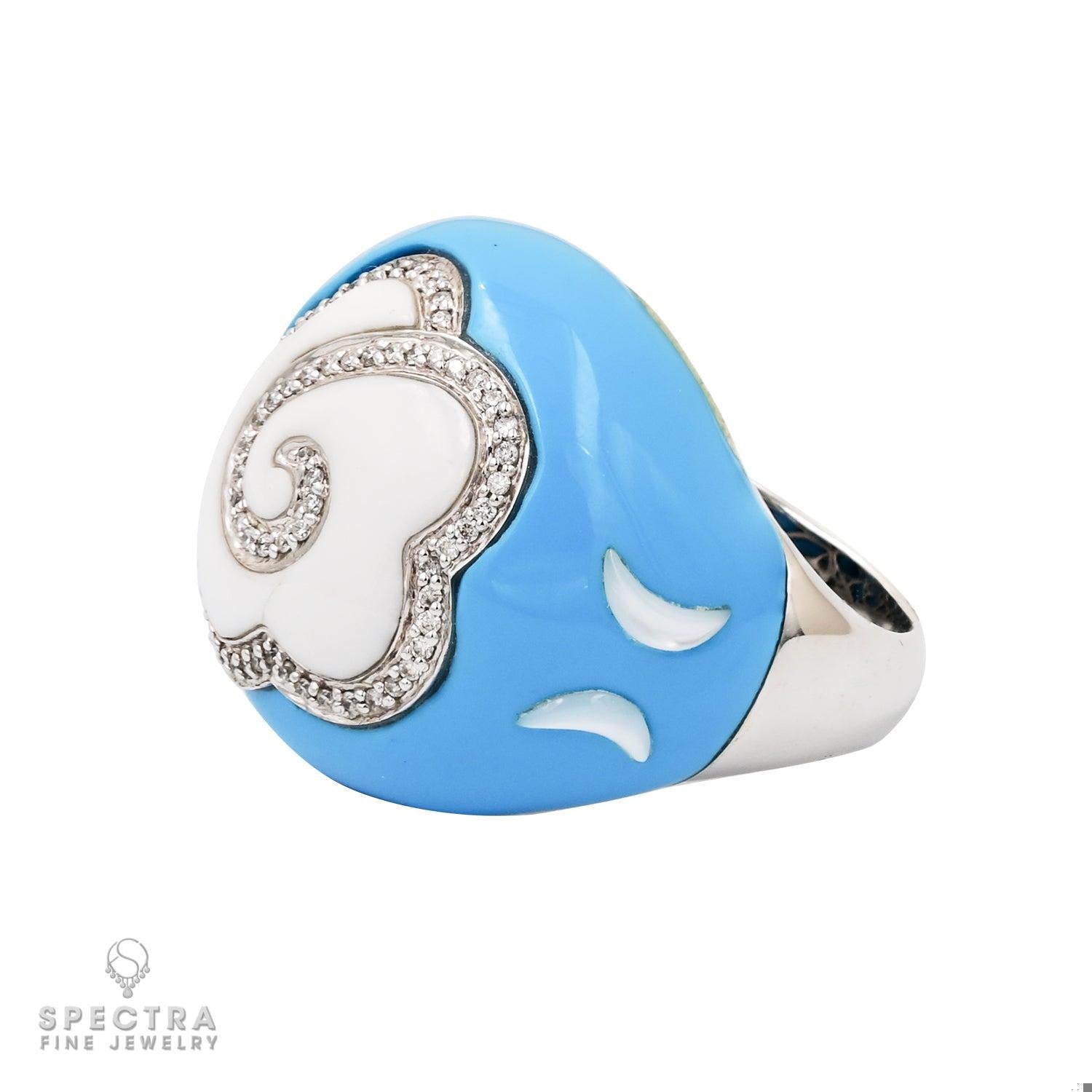 Contemporary Enamel Diamond Pave Cocktail Bombe Ring