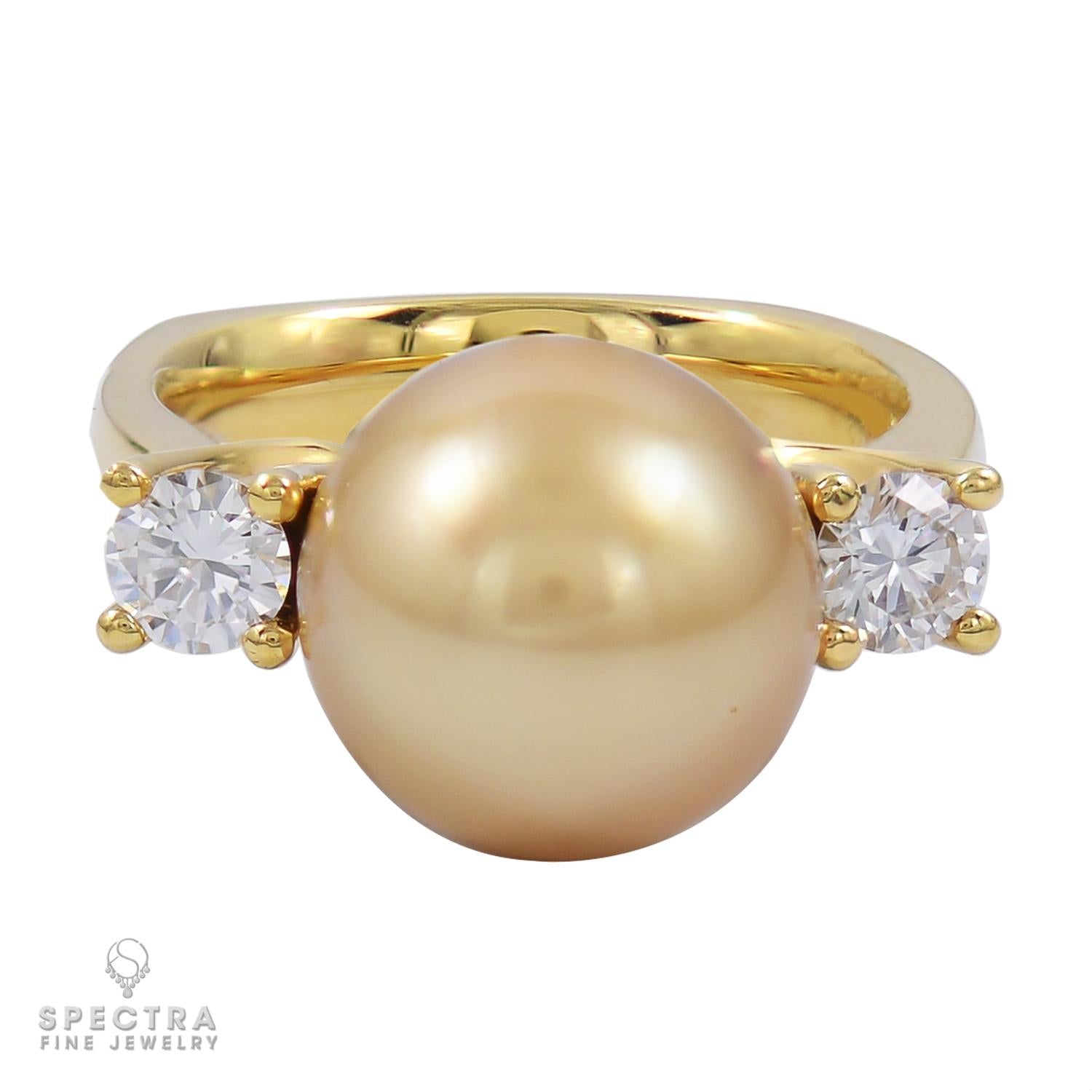 Contemporary Pearl Diamond Cocktail Dinner Ring