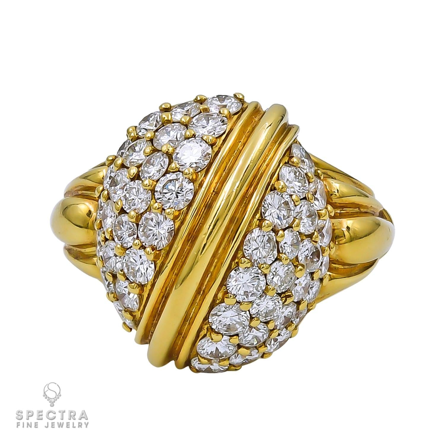 Contemporary Retro Style Mini Bombé Diamond Ring