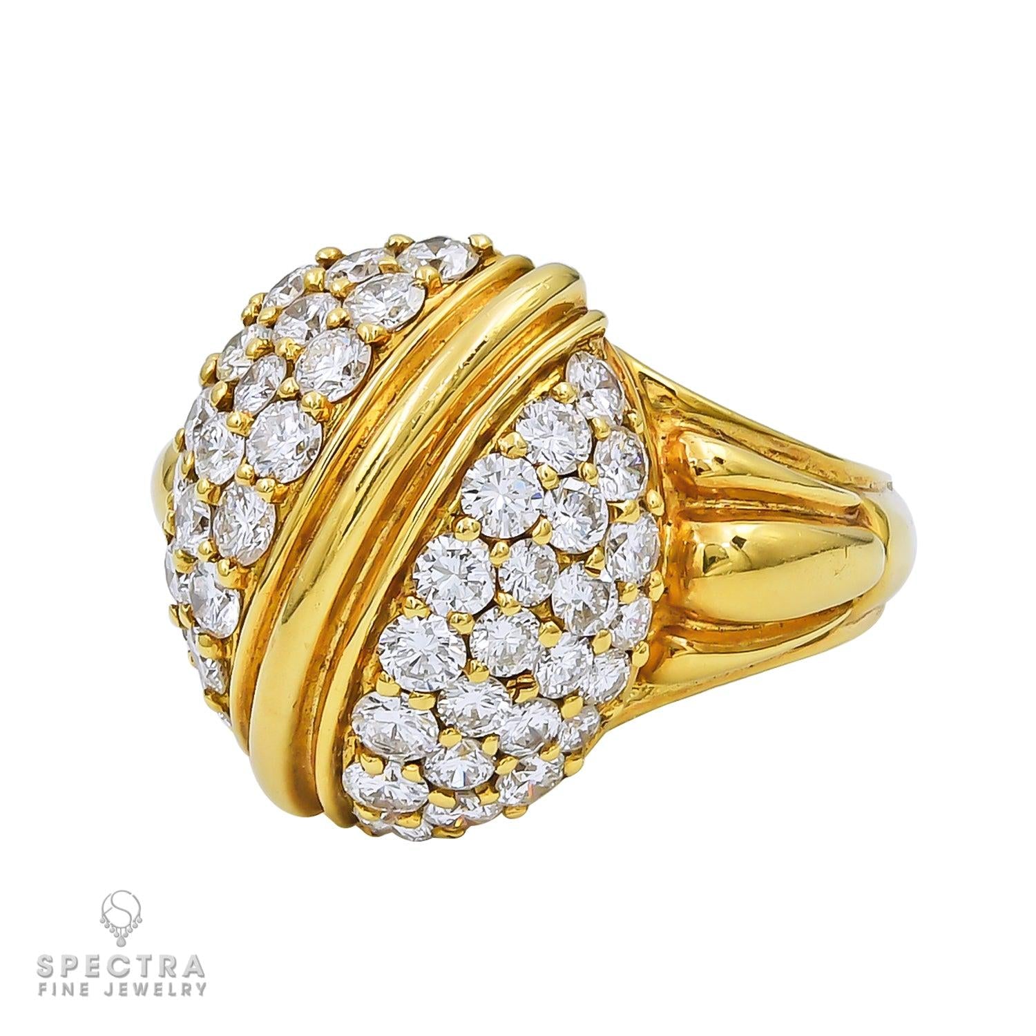 Contemporary Retro Style Mini Bombé Diamond Ring