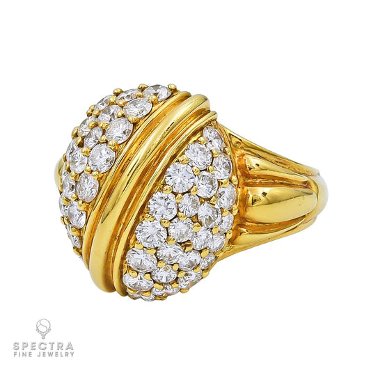 Contemporary Retro Style Mini Bombé Diamond Ring