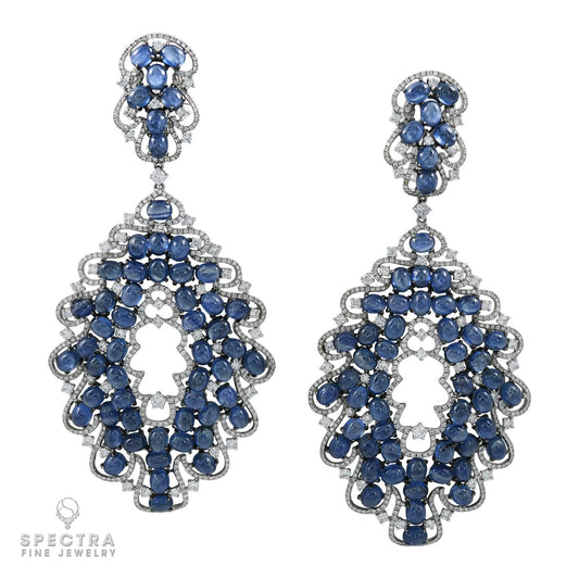 Contemporary Sapphire Diamond Chandelier Drop Earrings