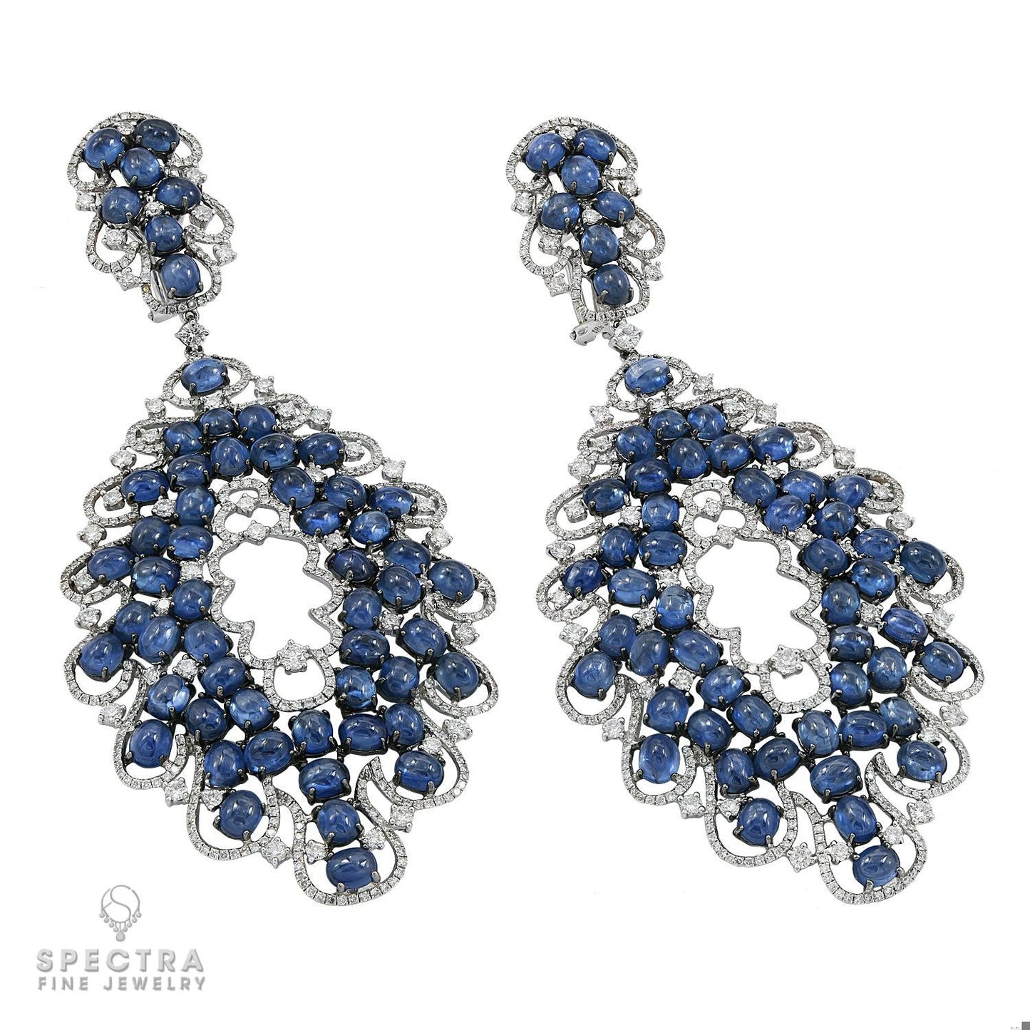 Contemporary Sapphire Diamond Chandelier Drop Earrings