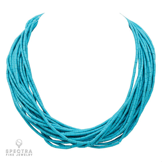 Contemporary Turquoise Elegance: Multi-Strand Collar Necklace