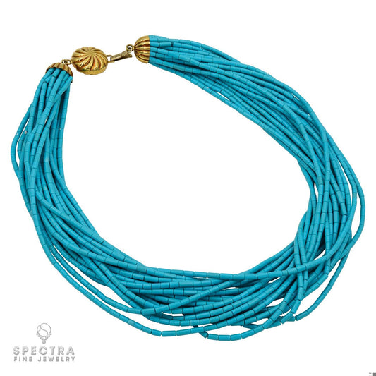 Contemporary Turquoise Elegance: Multi-Strand Collar Necklace