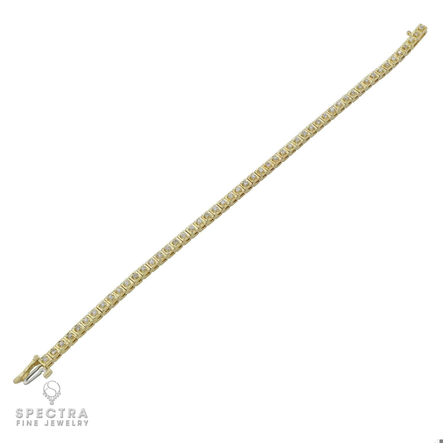 Contemporary Yellow Gold Diamond Gold Tennis Bracelet 1.56ct