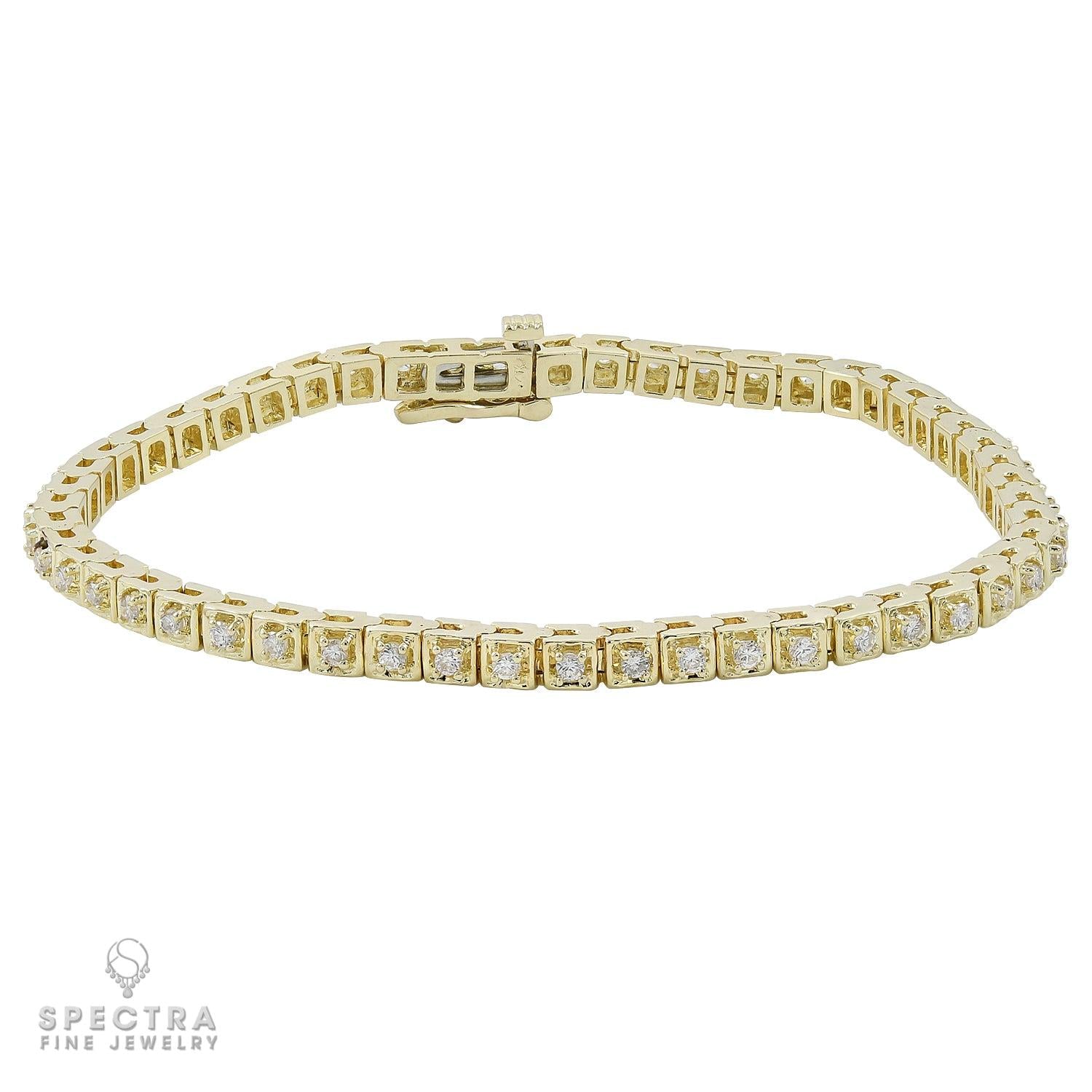 Contemporary Yellow Gold Diamond Gold Tennis Bracelet 1.56ct