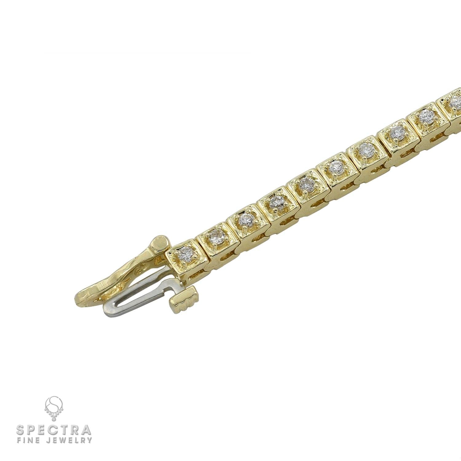 Contemporary Yellow Gold Diamond Gold Tennis Bracelet 1.56ct
