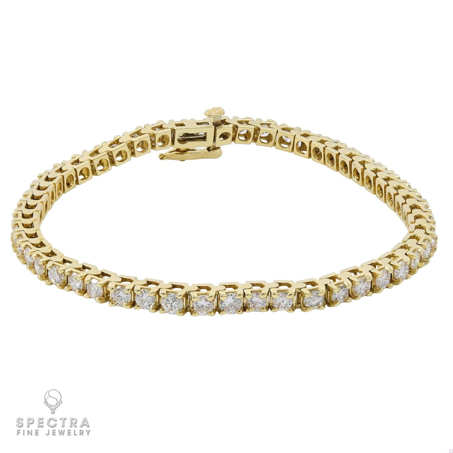 Contemporary Yellow Gold Diamond Tennis Bracelet 5.0 cts.