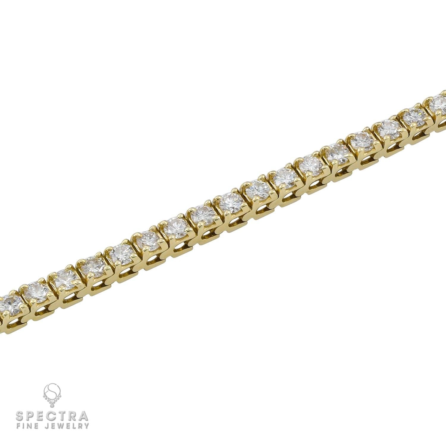 Contemporary Yellow Gold Diamond Tennis Bracelet 5.0 cts.