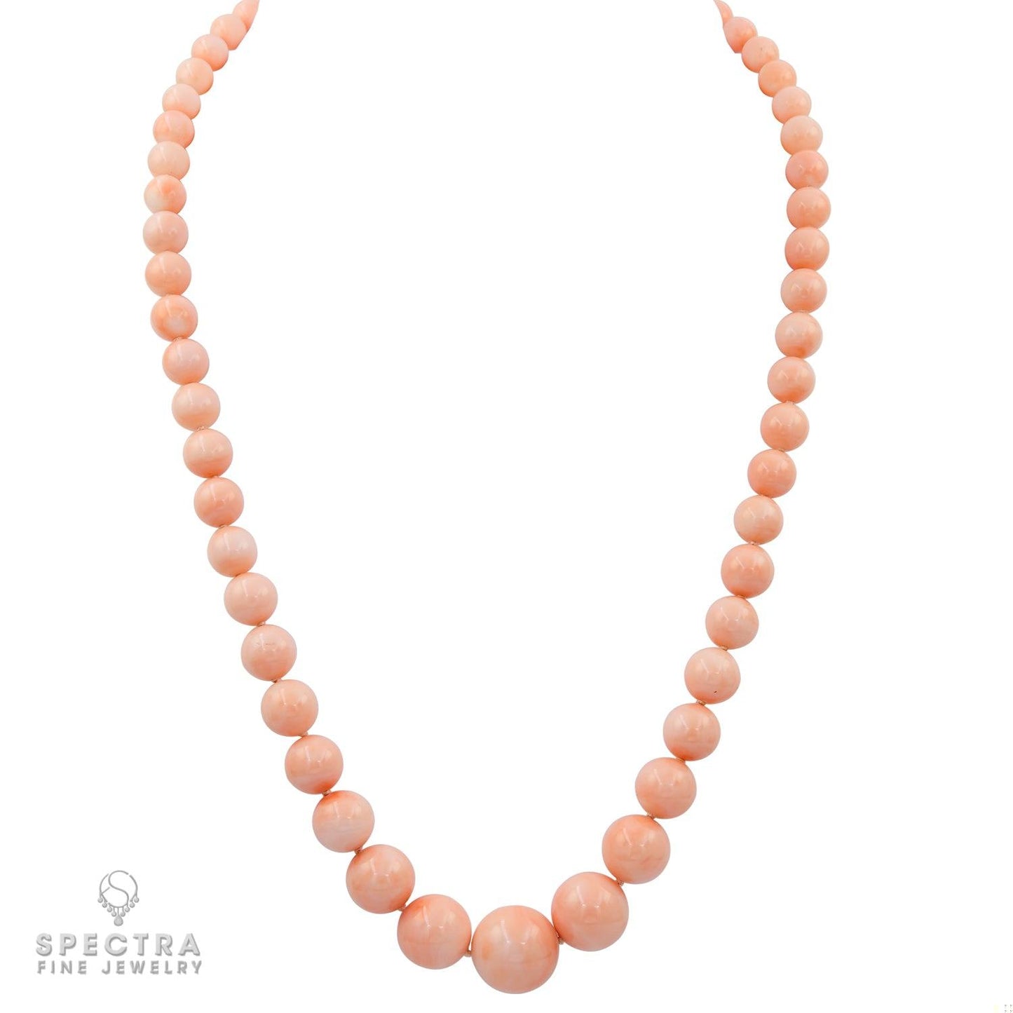 Coral Symphony: Angel Skin Graduating Coral Bead Necklace