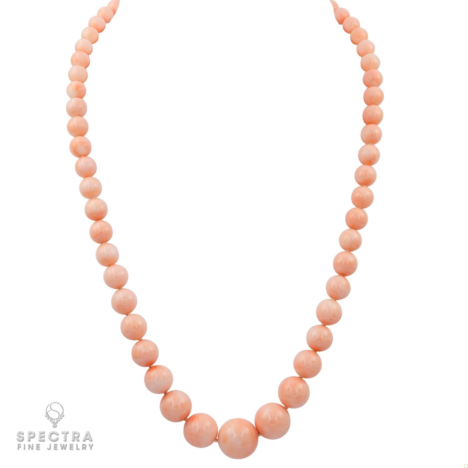 Coral Symphony: Angel Skin Graduating Coral Bead Necklace