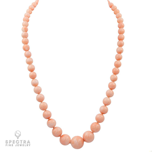 Coral Symphony: Angel Skin Graduating Coral Bead Necklace