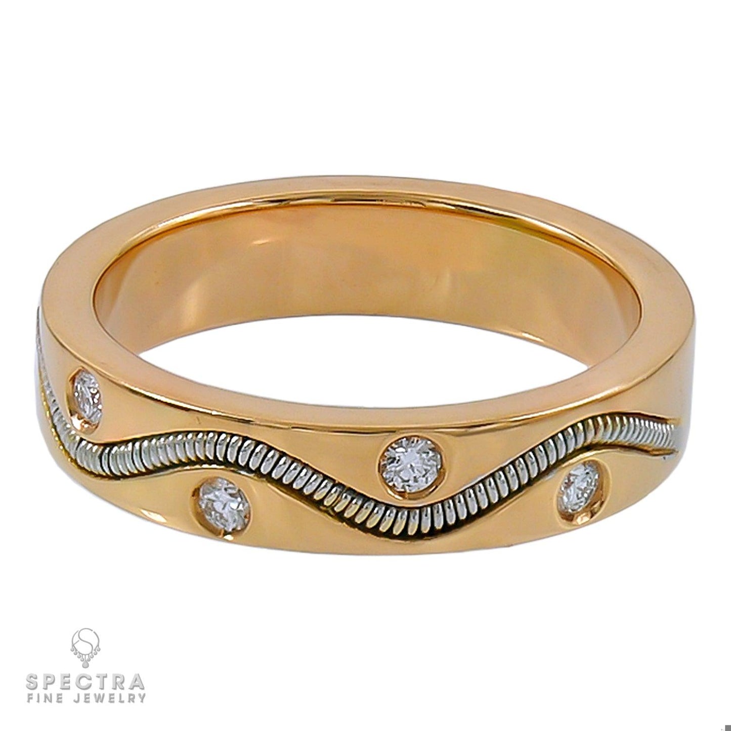 Crivelli 18 Karat Gold Eight Diamond Ring or Wedding Band