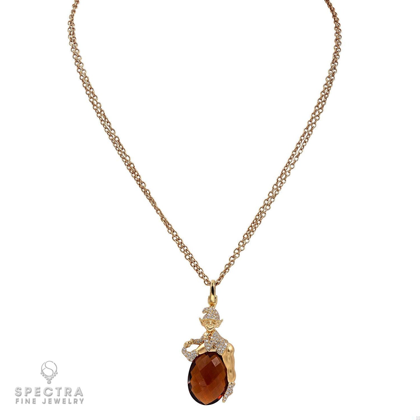Crivelli's Elf Pendant: 18K Yellow Gold with Diamond Accents