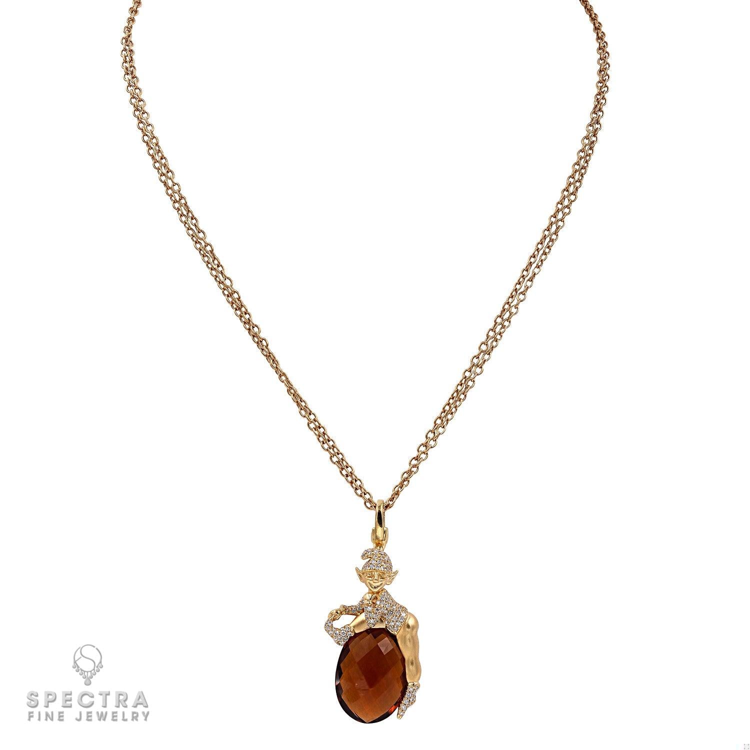 Crivelli's Elf Pendant: 18K Yellow Gold with Diamond Accents