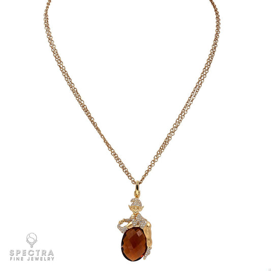 Crivelli's Elf Pendant: 18K Yellow Gold with Diamond Accents