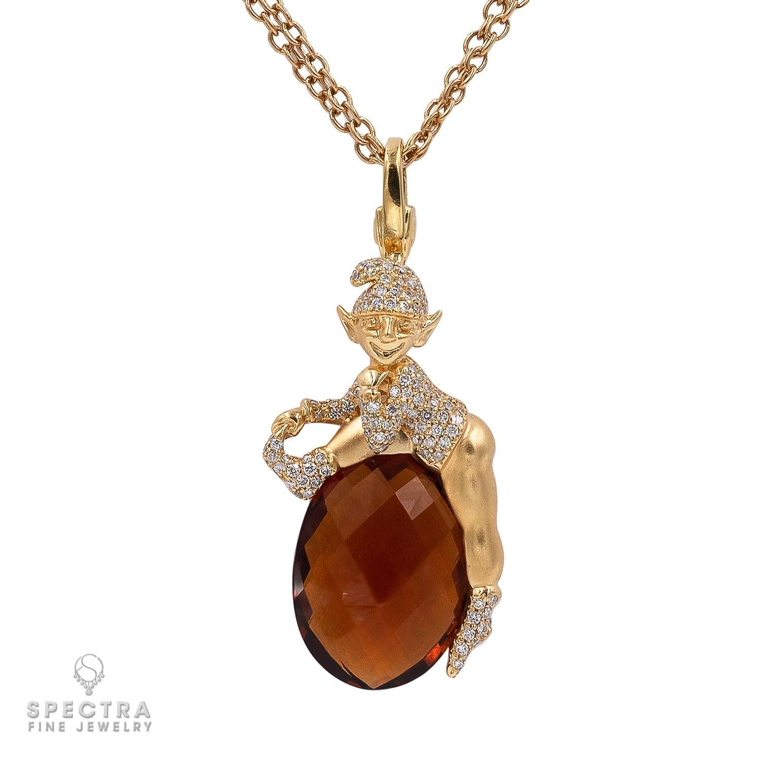 Crivelli's Elf Pendant: 18K Yellow Gold with Diamond Accents