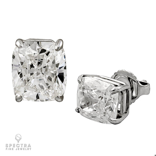 Cushion Diamond Stud Earrings in 18kt Gold by Spectra Fine Jewelry