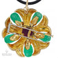 David Webb Burmese Ruby Colombian Emerald Convertible Brooch Pendant