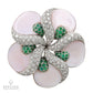 De Ambrosi's Diamond Emerald Mother of Pearl Flower Brooch