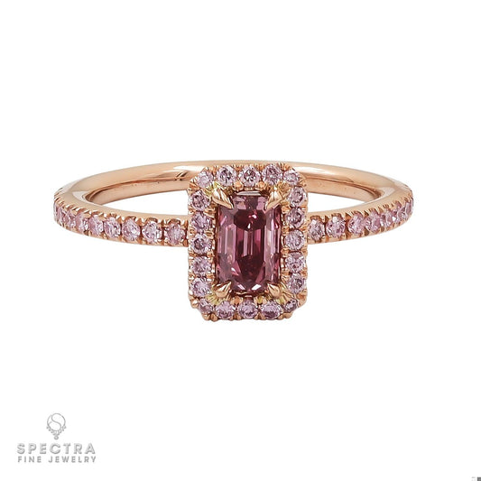 De Beers 0.44-Carat Fancy Vivid Pink Pave Diamond Ring