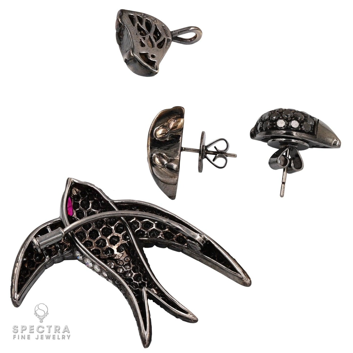De Grisogono Black Diamond Swallow Bird Demi Parure Suite