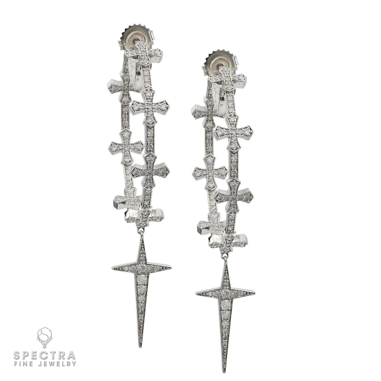 Diamond Cross Earrings in 18kt Gold