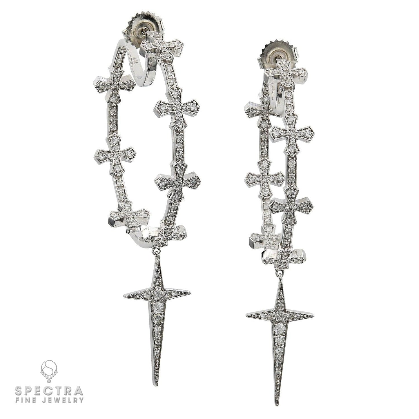 Diamond Cross Earrings in 18kt Gold